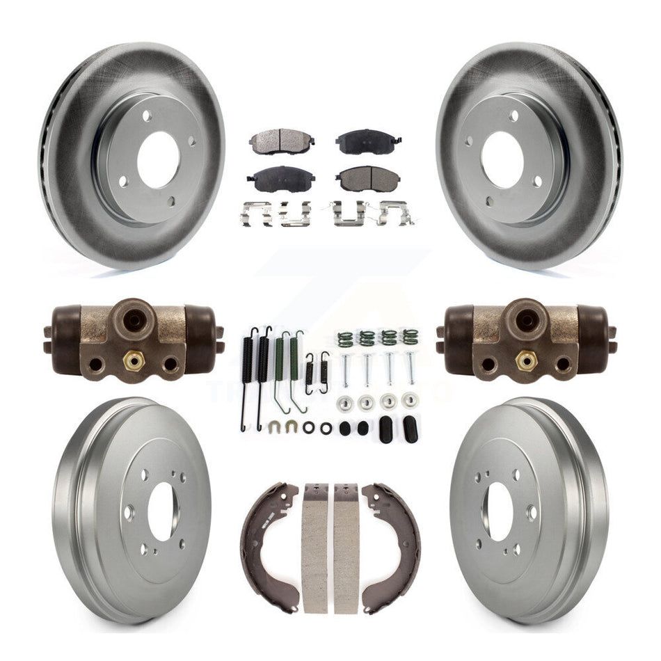 Front Rear Coated Disc Brake Rotors Semi-Metallic Pads And Drum Kit (9Pc) For Nissan Sentra Versa Cube KGF-101762