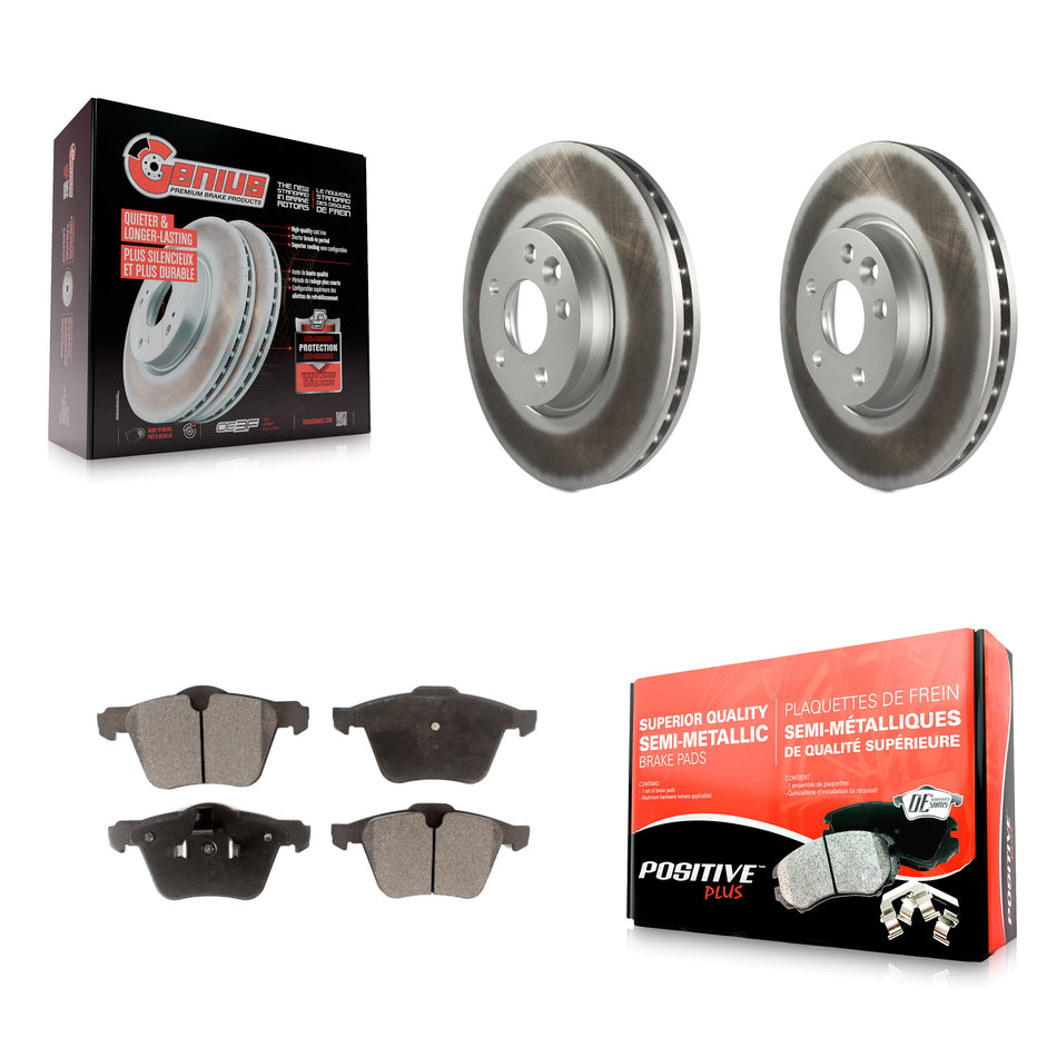 Front Coated Disc Brake Rotors And Semi-Metallic Pads Kit For 2008 Volvo V70 With 300mm Diameter Rotor KGF-101764