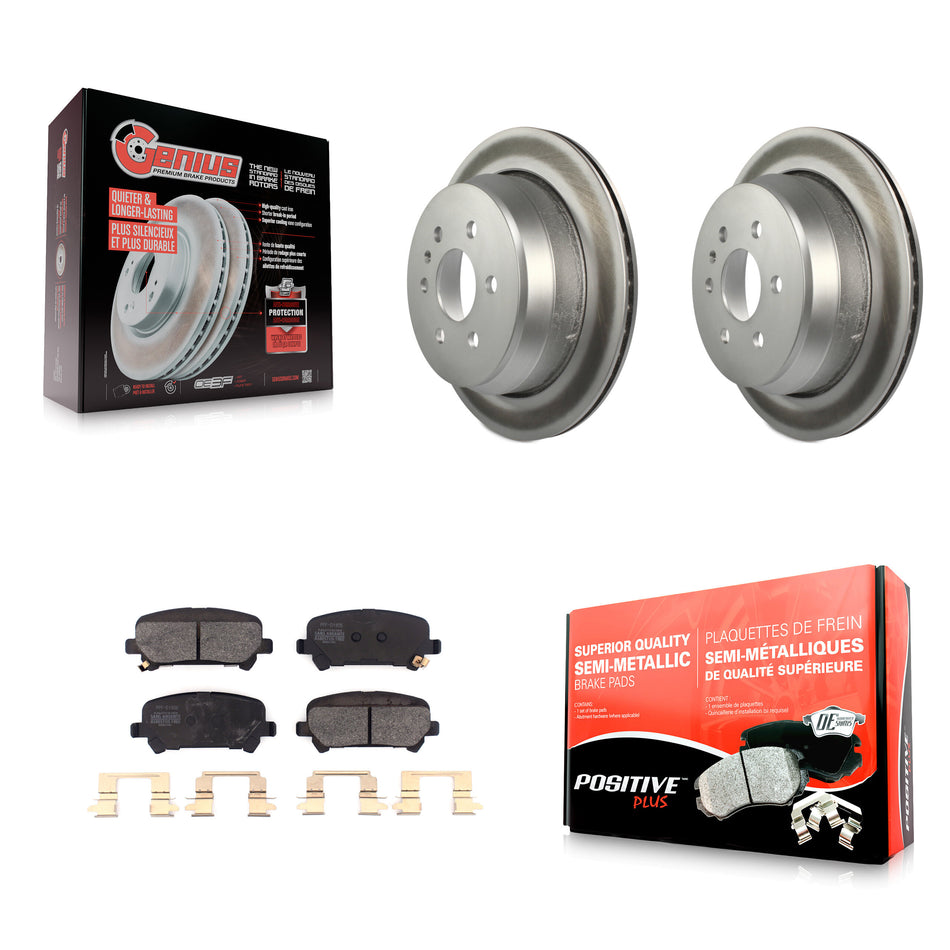 Rear Coated Disc Brake Rotors And Semi-Metallic Pads Kit For 2015-2020 Chevrolet Colorado GMC Canyon KGF-101767