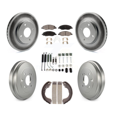 Front Rear Coat Brake Rotor Semi-Metallic Pad Drum Kit (7Pc) For Nissan Versa 4-Wheel ABS KGF-101785