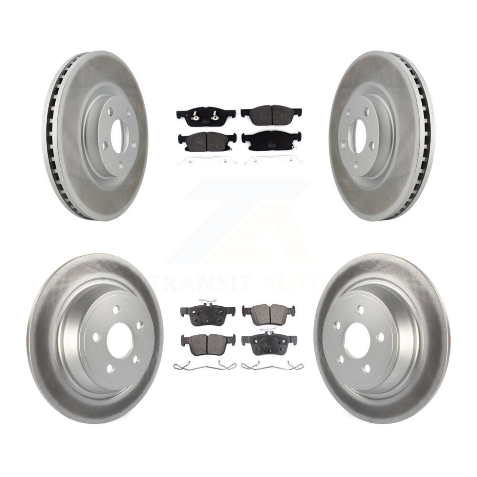 Front Rear Coated Disc Brake Rotors And Semi-Metallic Pads Kit For 2018 Lincoln Continental With 316mm Diameter Rotor KGF-101787