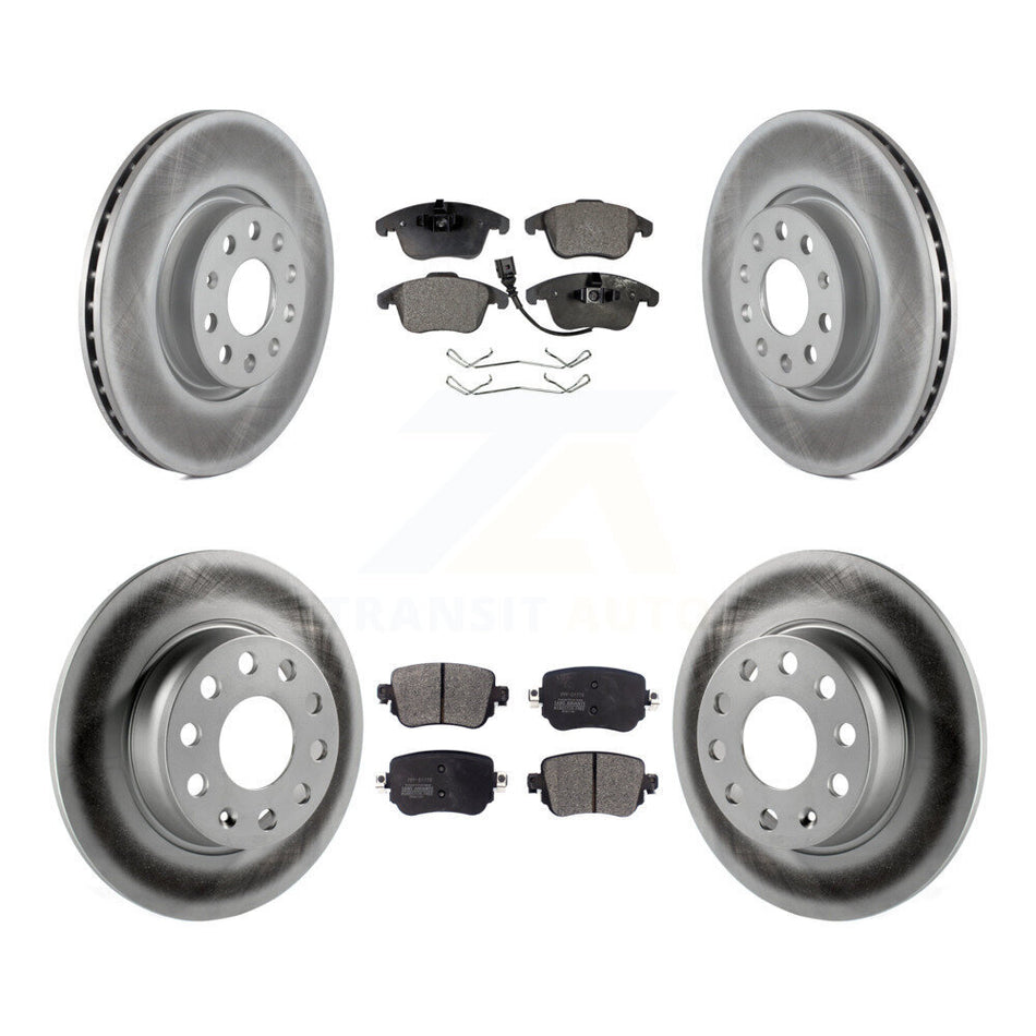 Front Rear Coated Disc Brake Rotors And Semi-Metallic Pads Kit For Volkswagen Passat KGF-101796