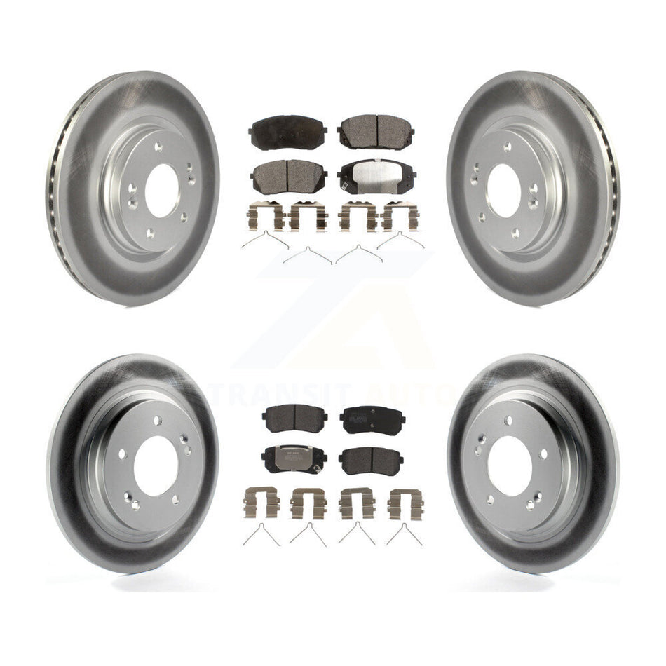 Front Rear Coated Disc Brake Rotors And Semi-Metallic Pads Kit For 2016 Kia Optima LX EX 1.6T With Electric Parking KGF-101819