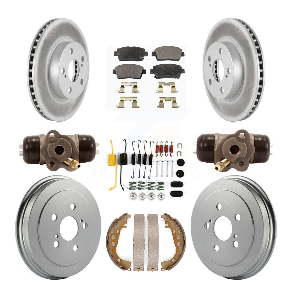 Front Rear Coated Disc Brake Rotors Semi-Metallic Pads And Drum Kit (9Pc) For 2004-2007 Toyota Prius KGF-101826
