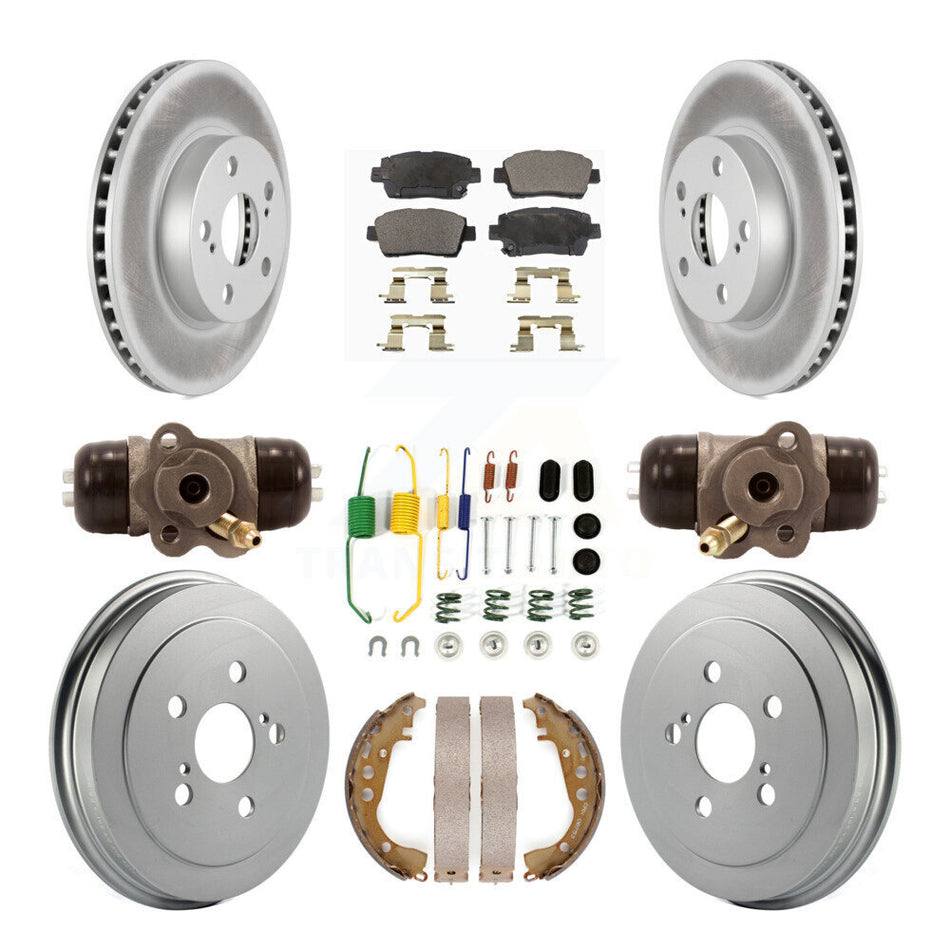 Front Rear Coated Disc Brake Rotors Semi-Metallic Pads And Drum Kit (9Pc) For 2008 Toyota Prius KGF-101827