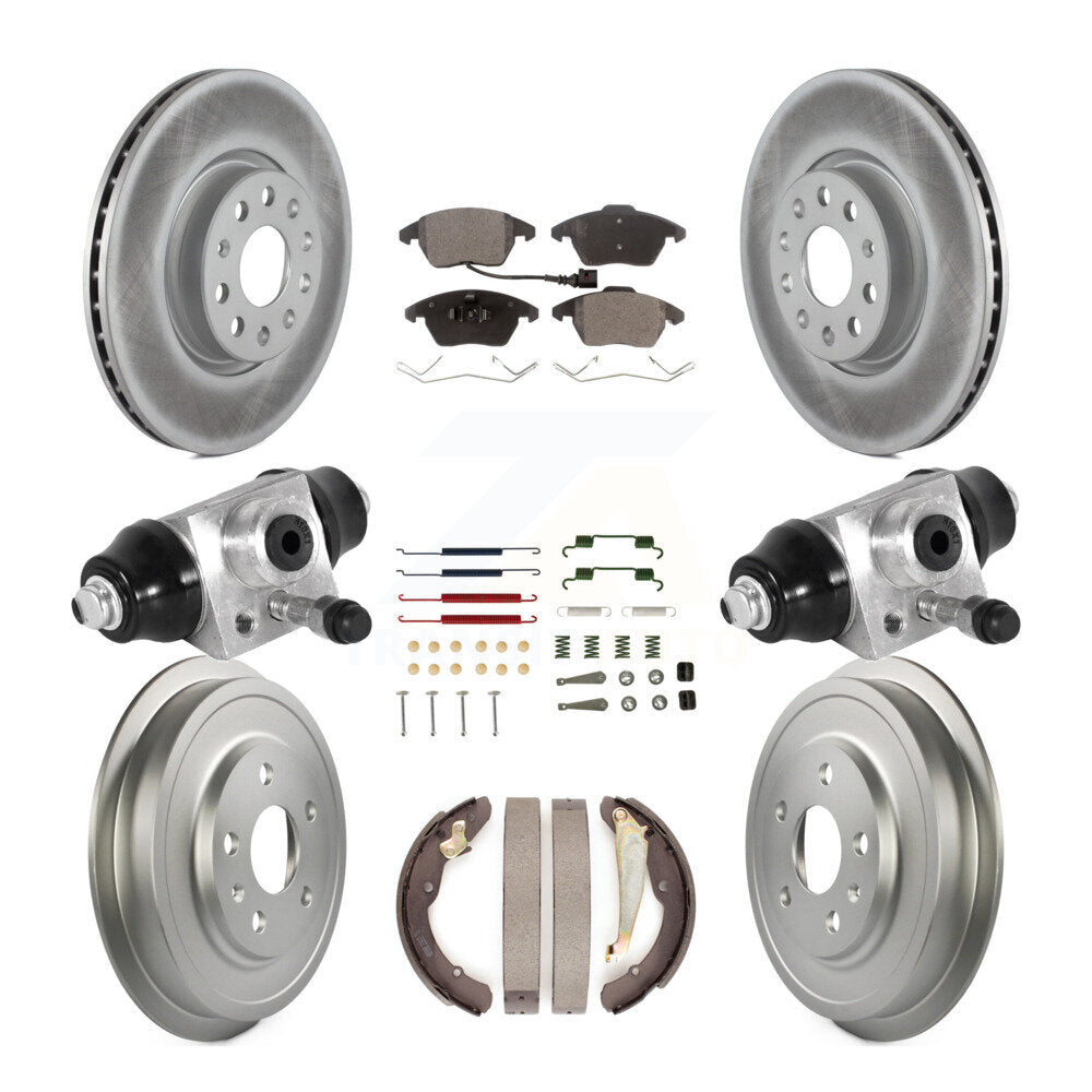 Front Rear Coated Disc Brake Rotors Semi-Metallic Pad Drum Kit (9Pc) For Volkswagen Jetta KGF-101838