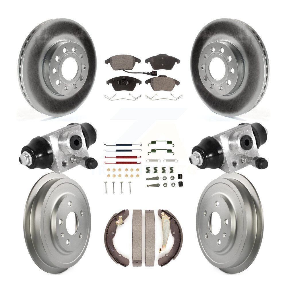 Front Rear Coated Disc Brake Rotors Semi-Metallic Pad Drum Kit (9Pc) For Volkswagen Jetta KGF-101840