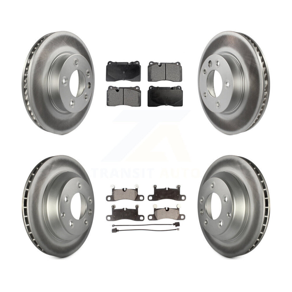 Front Rear Coated Disc Brake Rotors And Semi-Metallic Pads Kit (6Pc) For 2011-2015 Volkswagen Touareg With 330mm Diameter Rotor KGF-101856