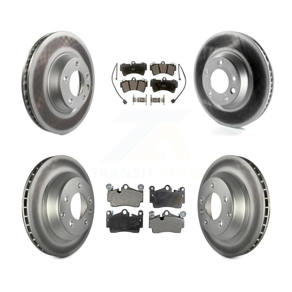 Front Rear Coated Disc Brake Rotors And Semi-Metallic Pads Kit (6Pc) For Audi Q7 Volkswagen Touareg KGF-101858