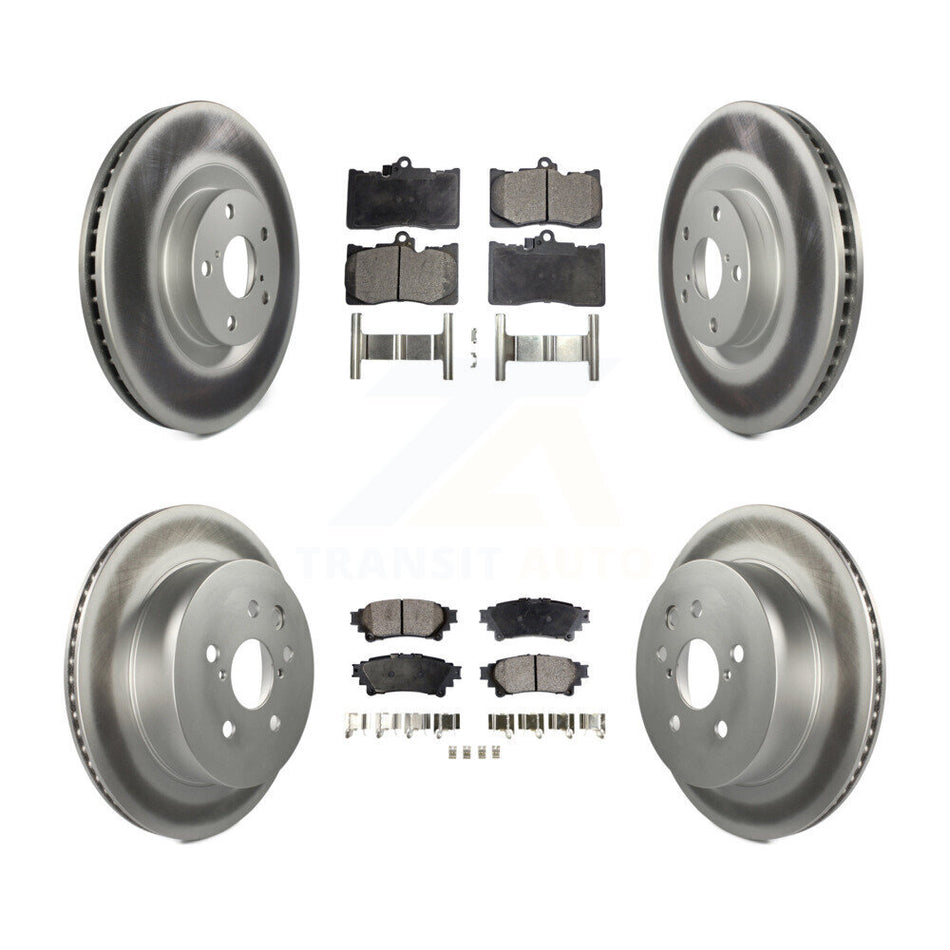 Front Rear Coated Disc Brake Rotors And Semi-Metallic Pads Kit (6Pc) For 2014-2015 Lexus IS350 C F Sport KGF-101860
