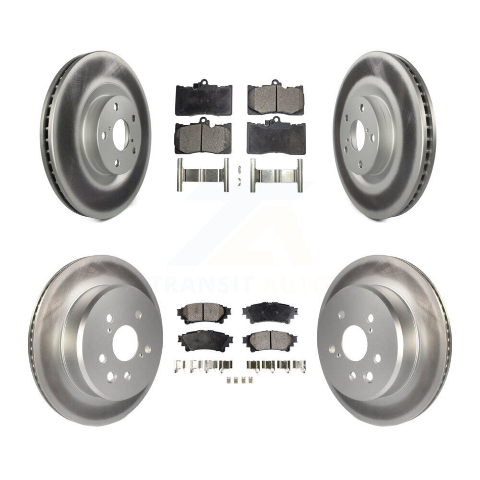 Front Rear Coated Disc Brake Rotors And Semi-Metallic Pads Kit (6Pc) For Lexus GS350 IS300 IS350 RC350 IS200t RC300 RC200t GS300 GS200t GS450h KGF-101861