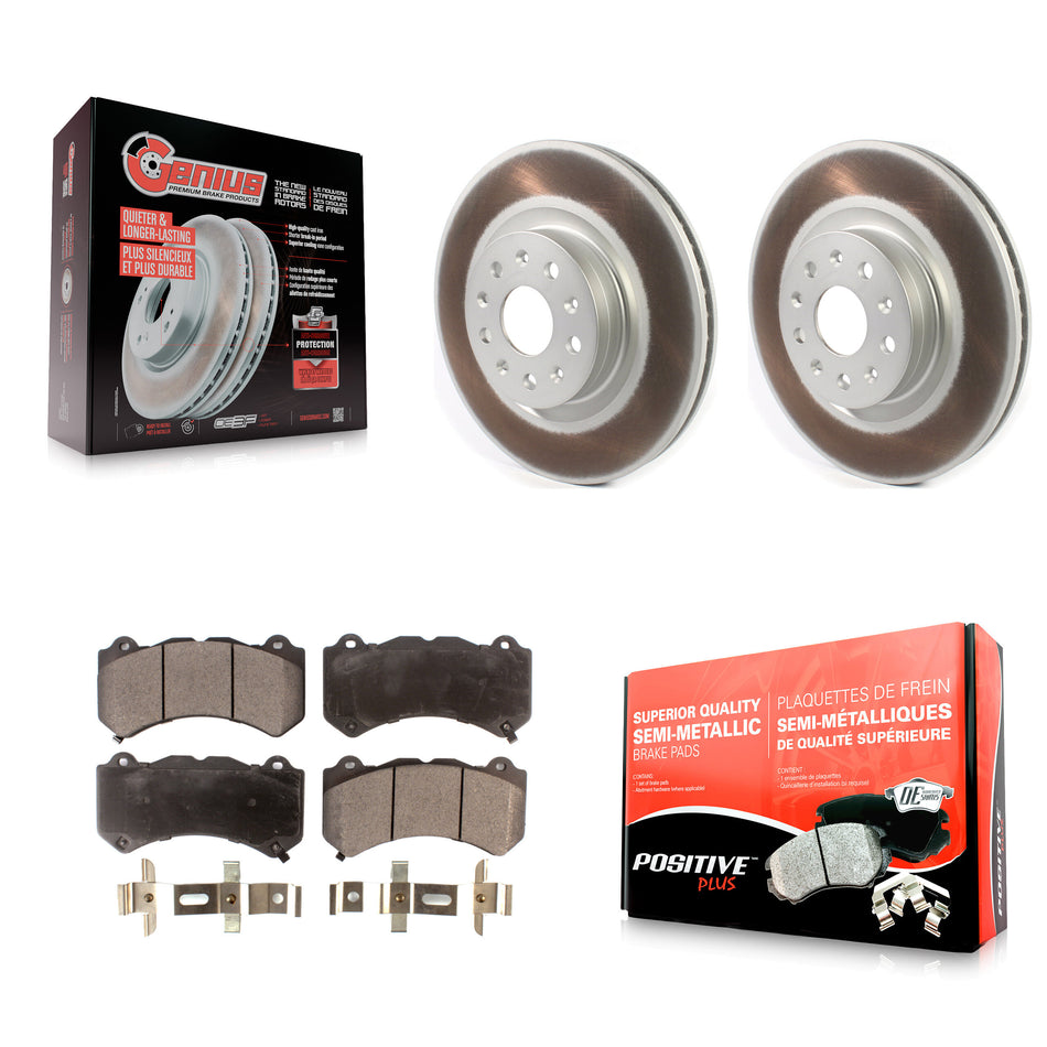 Front Coated Disc Brake Rotors And Semi-Metallic Pads Kit For 2016 Cadillac CTS Vsport Premium with RWD KGF-101878