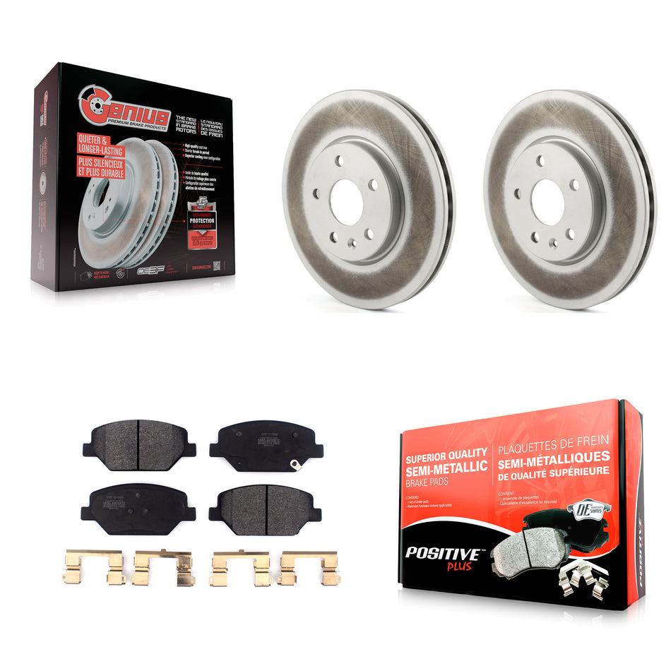 Front Coated Disc Brake Rotors And Semi-Metallic Pads Kit For Buick Envision Cadillac XT4 KGF-101887