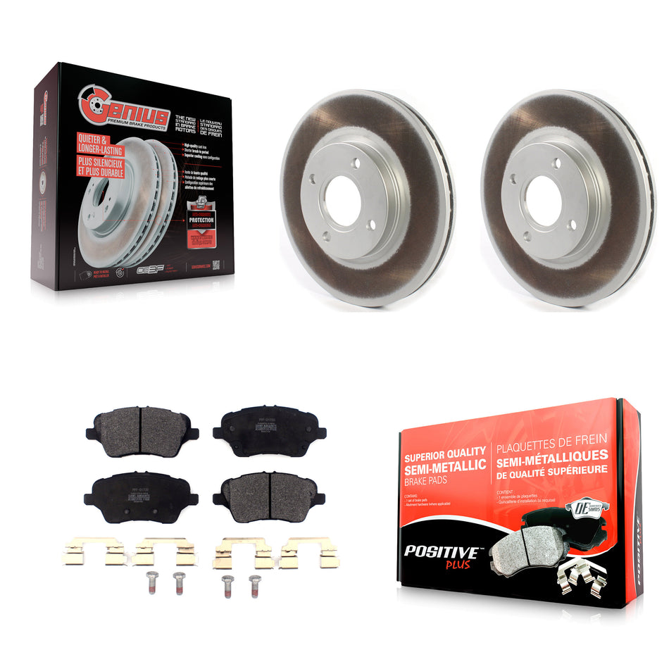 Front Coated Disc Brake Rotors And Semi-Metallic Pads Kit For 2014-2019 Ford Fiesta ST KGF-101890