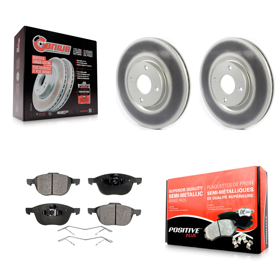 Front Coated Disc Brake Rotors And Semi-Metallic Pads Kit For 2018-2022 Ford EcoSport KGF-101891