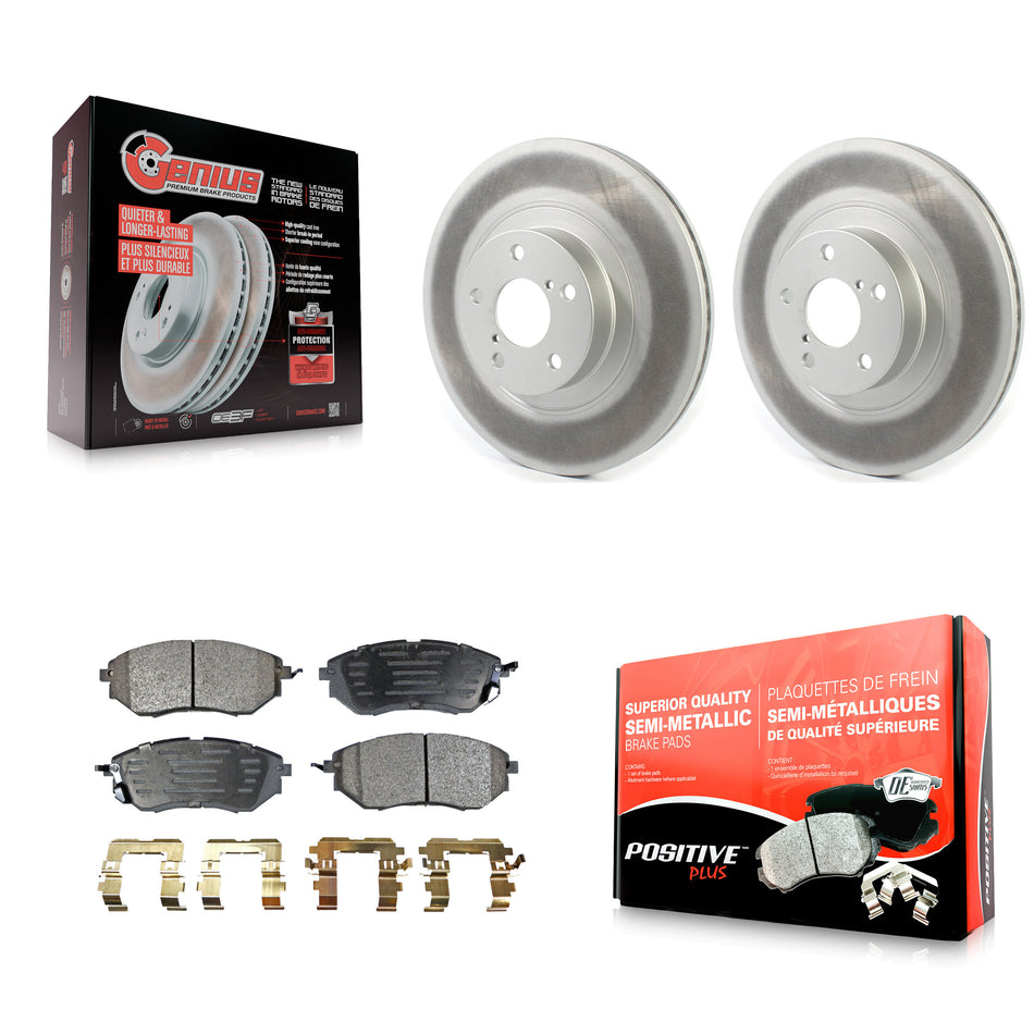 Front Coated Disc Brake Rotors And Semi-Metallic Pads Kit For 2009 Subaru Legacy 3.0 R with 3.0L With 292mm Diameter Rotor KGF-101898