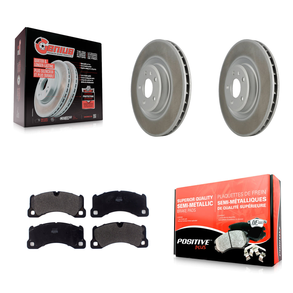 Front Coated Disc Brake Rotors And Semi-Metallic Pads Kit For 2017 Porsche Macan Base KGF-101901