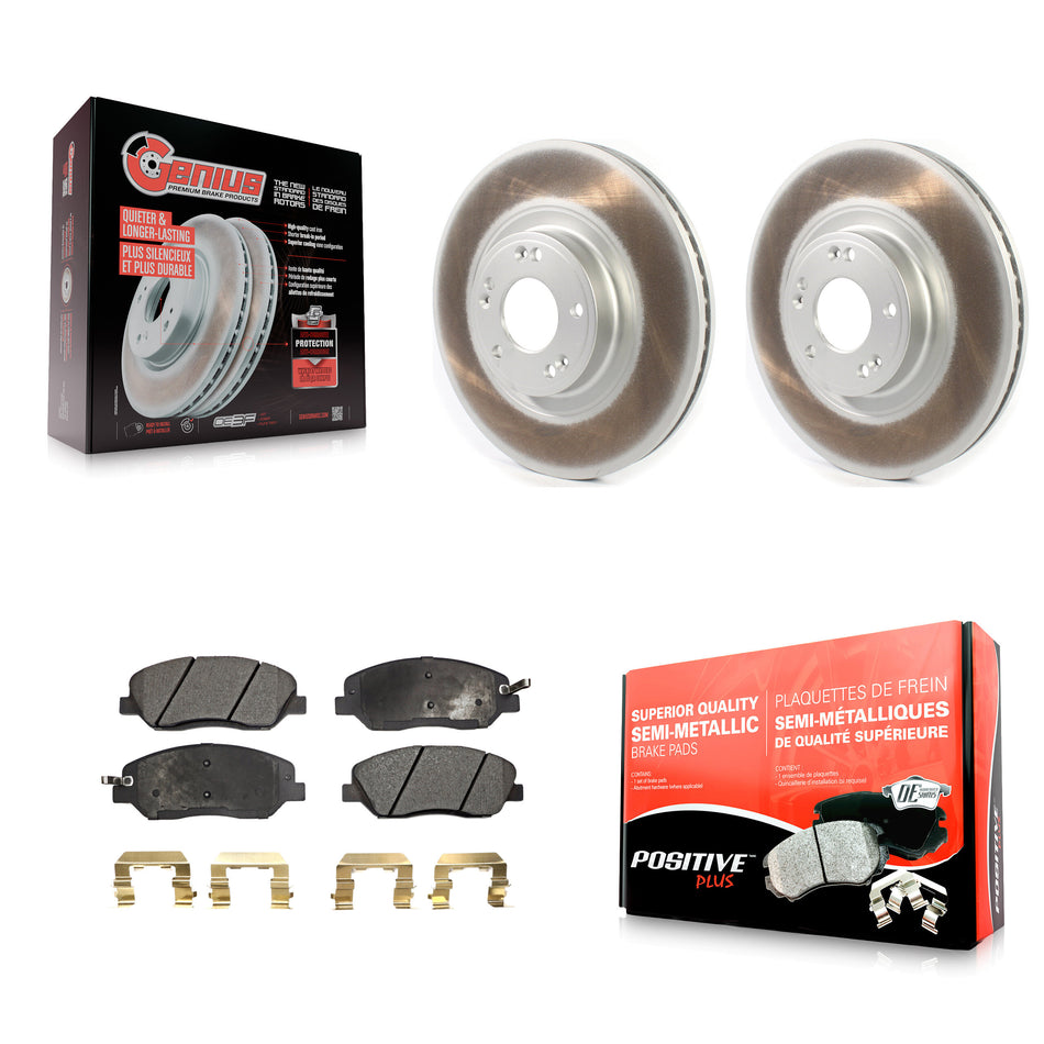 Front Coated Disc Brake Rotors And Semi-Metallic Pads Kit For 2012 Hyundai Genesis 3.8L KGF-101902
