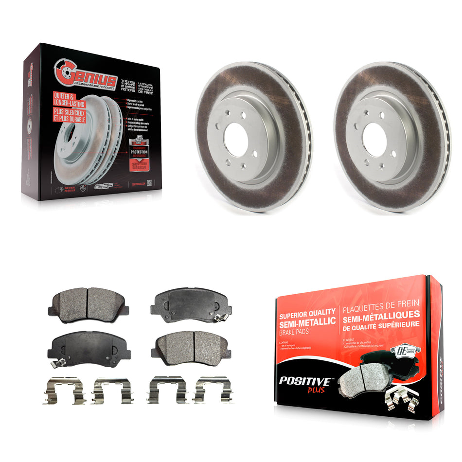 Front Coated Disc Brake Rotors And Semi-Metallic Pads Kit For Kia Rio KGF-101906