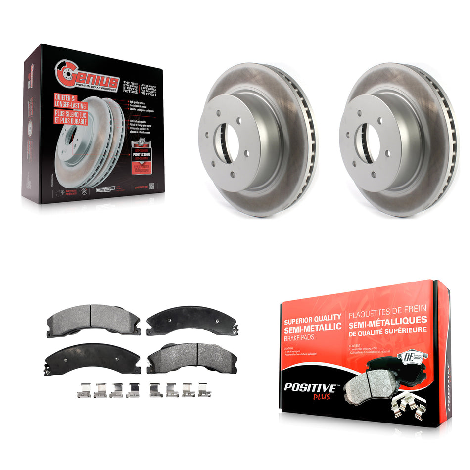 Front Coated Disc Brake Rotors And Semi-Metallic Pads Kit For 2016-2022 Nissan TITAN XD KGF-101915