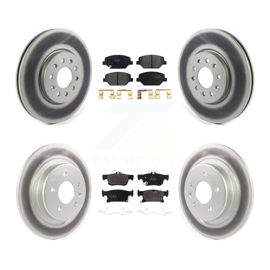 Front Rear Coated Disc Brake Rotors And Semi-Metallic Pads Kit For 2016-2018 Buick Envision With 315mm Diameter Rotor KGF-101956