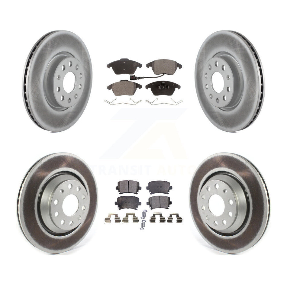 Front Rear Coated Disc Brake Rotors And Semi-Metallic Pads Kit For 2009-2010 Volkswagen Passat CC With 312mm Diameter Rotor KGF-101977