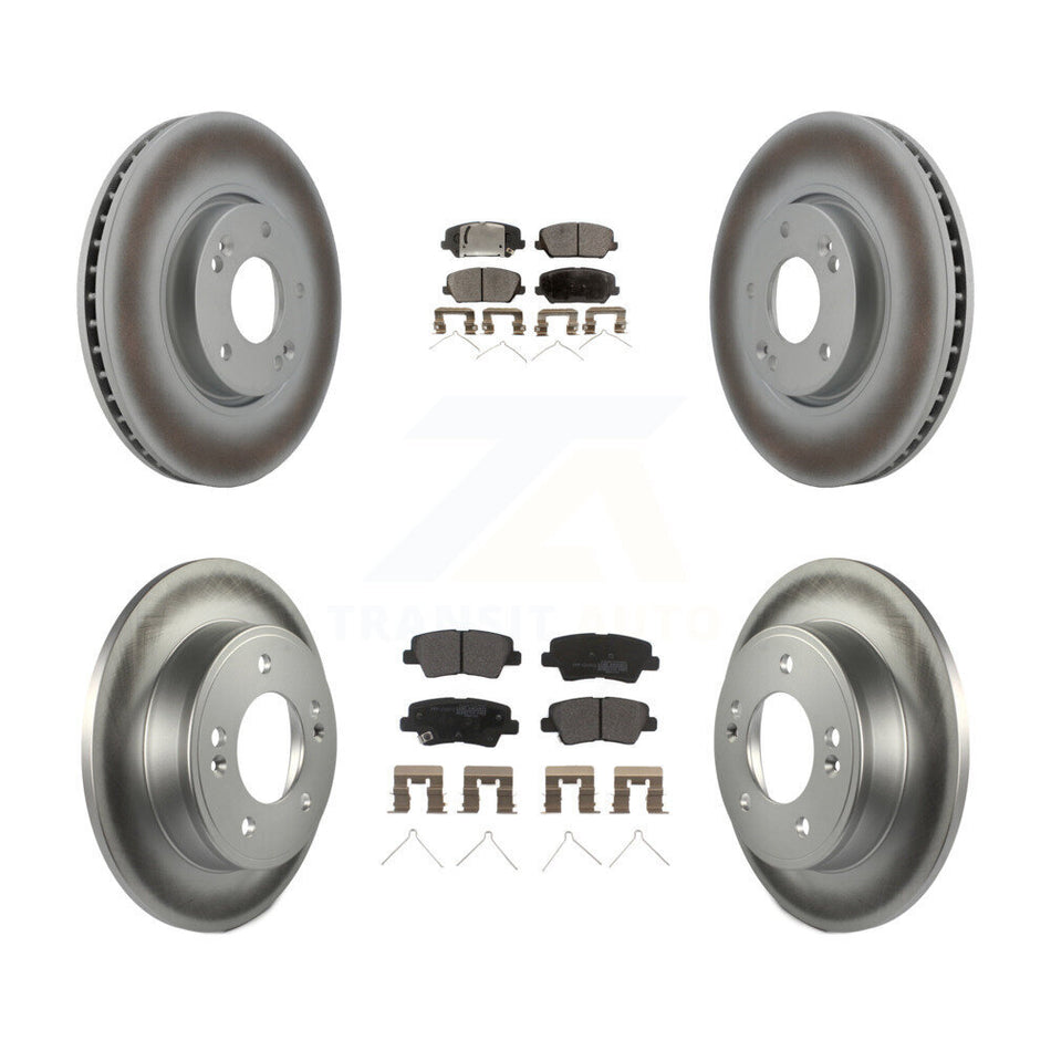 Front Rear Coated Disc Brake Rotors And Semi-Metallic Pads Kit For Hyundai Veloster KGF-101978