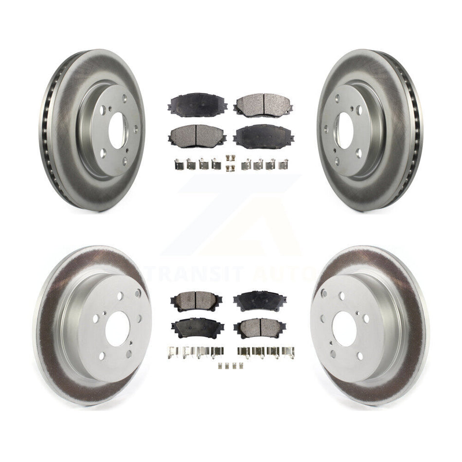 Front Rear Coated Disc Brake Rotors And Semi-Metallic Pads Kit For 2012-2018 Toyota Prius V KGF-101980