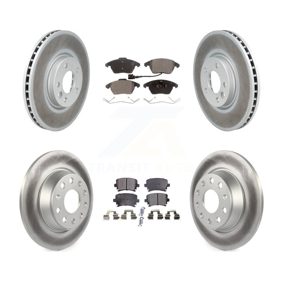 Front Rear Coated Disc Brake Rotors And Semi-Metallic Pads Kit For Volkswagen CC With 340mm Diameter Rotor KGF-101991