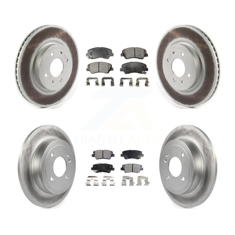 Front Rear Coated Disc Brake Rotors And Semi-Metallic Pads Kit For Kia Rio KGF-101993