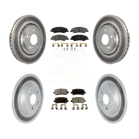 Front Rear Coated Disc Brake Rotors And Semi-Metallic Pad Kit For 2018-2023 Honda Odyssey KGF-101998
