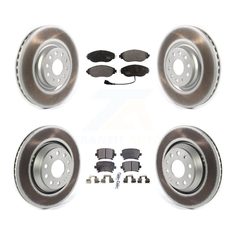 Front Rear Coated Disc Brake Rotors And Semi-Metallic Pads Kit For Volkswagen GTI KGF-102002