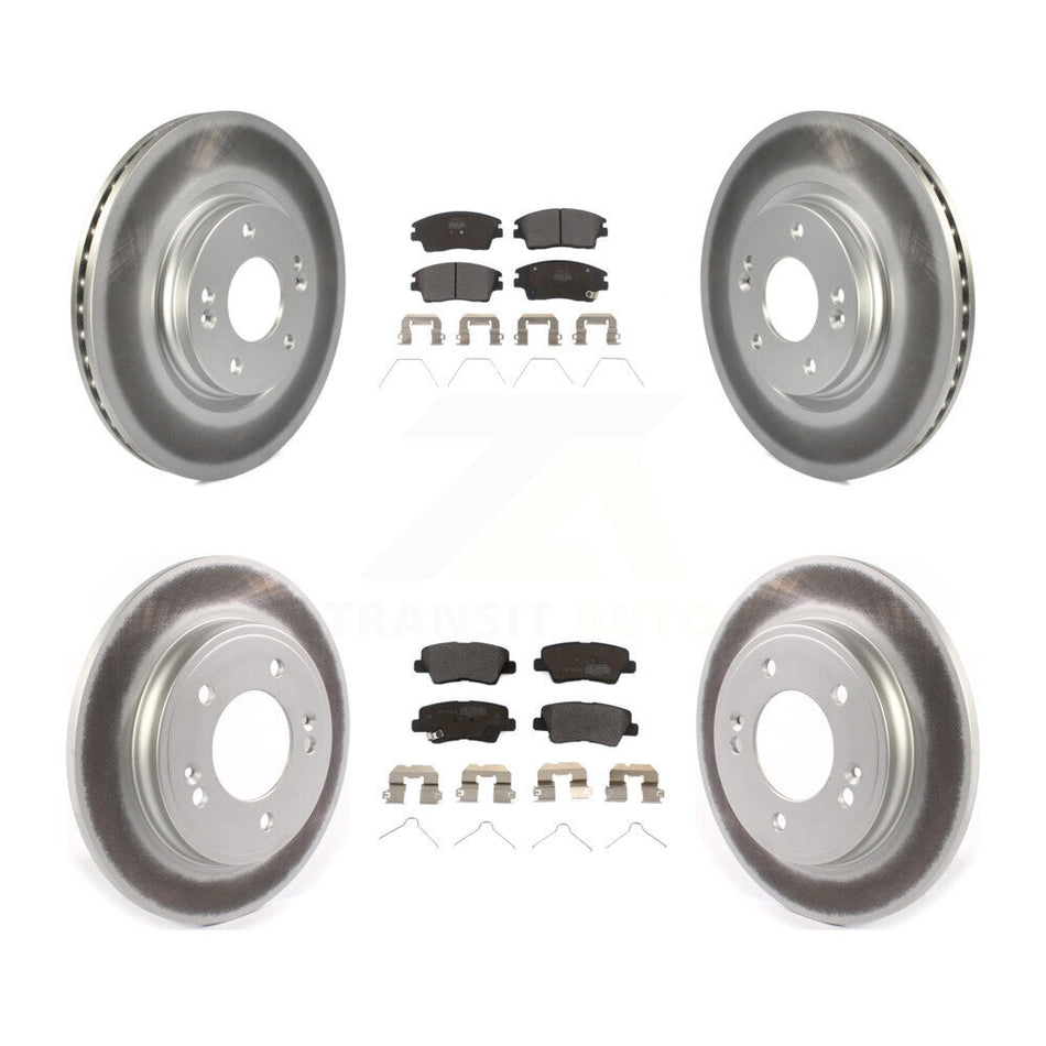 Front Rear Coated Disc Brake Rotors And Semi-Metallic Pads Kit For 2017-2020 Hyundai Elantra 1.6L KGF-102008