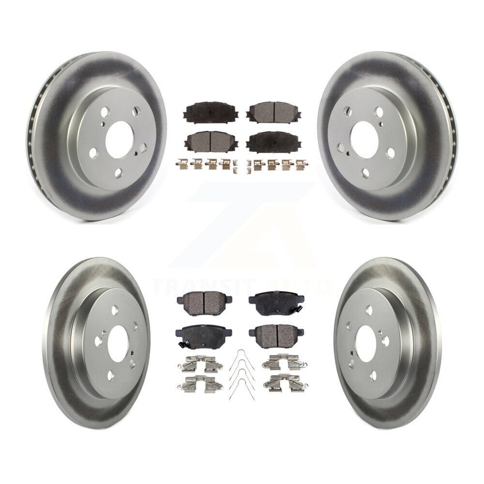 Front Rear Coated Disc Brake Rotors And Semi-Metallic Pads Kit For Toyota Corolla Prius Prime KGF-102018