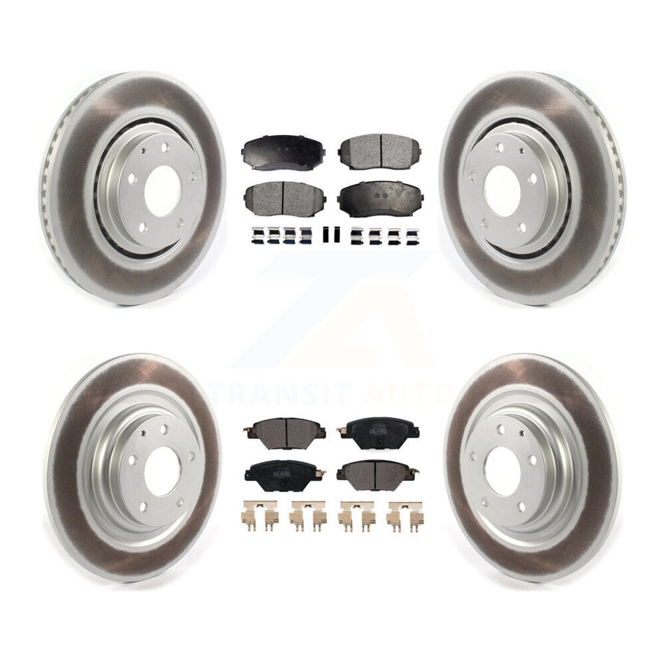 Front Rear Coated Disc Brake Rotors And Semi-Metallic Pads Kit For 2016-2022 Mazda CX-9 KGF-102024