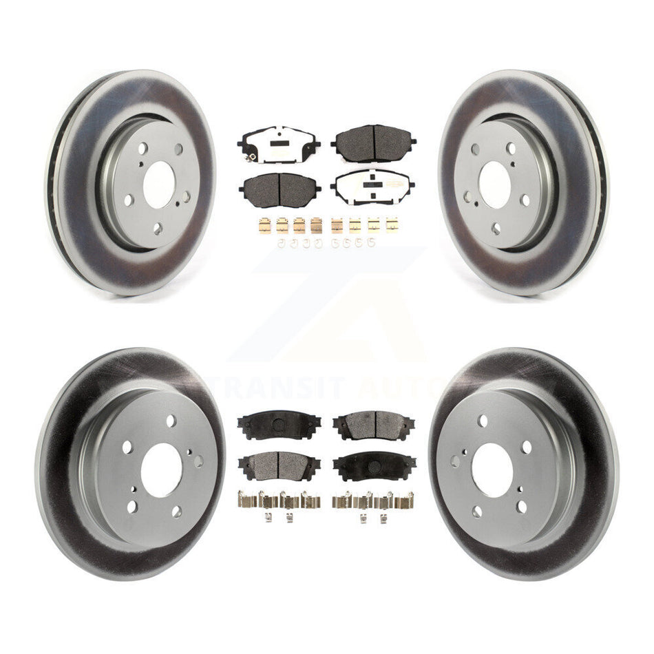Front Rear Coated Disc Brake Rotors And Semi-Metallic Pads Kit For 2018 Toyota C-HR KGF-102033
