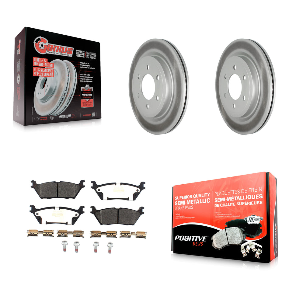 Rear Coated Disc Brake Rotors And Semi-Metallic Pads Kit For Ford F-150 Expedition Lincoln Navigator KGF-102051