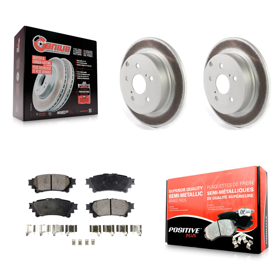 Rear Coated Disc Brake Rotors And Semi-Metallic Pads Kit For Toyota Prius V Mirai KGF-102066