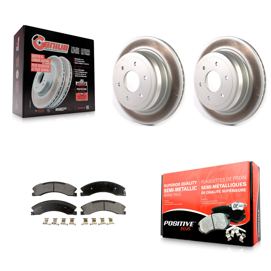 Rear Coated Disc Brake Rotors And Semi-Metallic Pads Kit For 2016-2019 Nissan TITAN XD KGF-102067