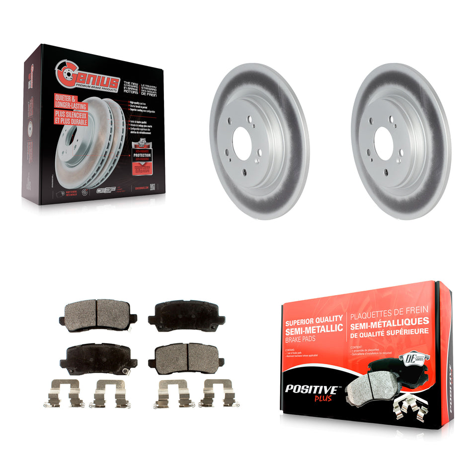 Rear Coated Disc Brake Rotors And Semi-Metallic Pads Kit For 2018-2023 Honda Odyssey KGF-102077