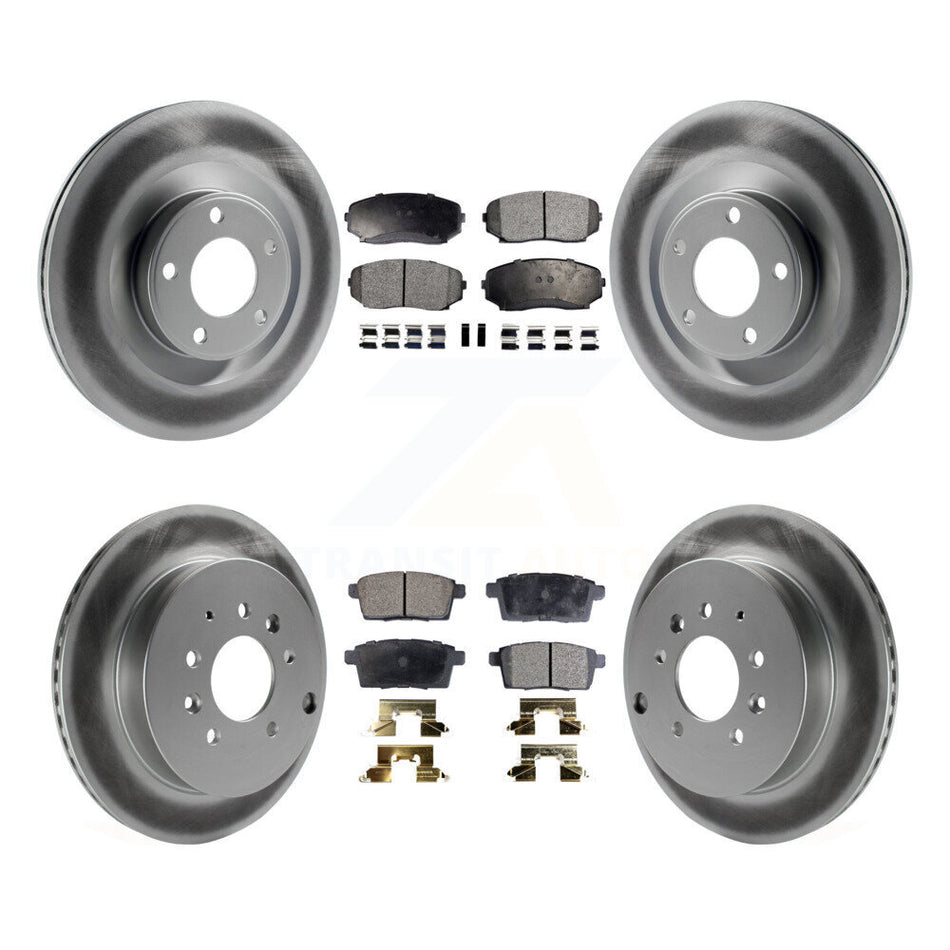 Front Rear Coated Disc Brake Rotors And Semi-Metallic Pads Kit For Ford Edge Lincoln MKX KGF-102123