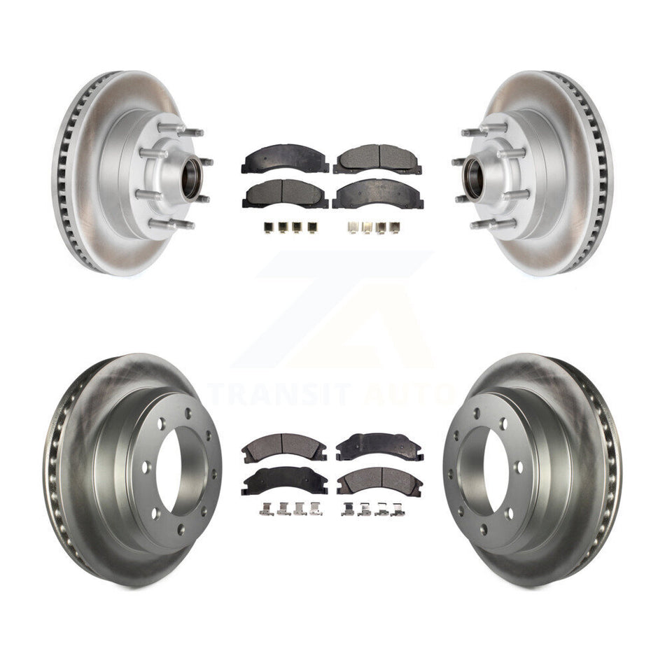 Front Rear Coated Disc Brake Rotors And Semi-Metallic Pads Kit For Ford E-350 Super Duty E-250 E-150 Econoline KGF-102169