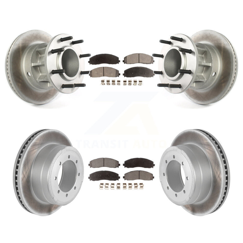 Front Rear Coated Disc Brake Rotors And Semi-Metallic Pads Kit For Ford F-350 Super Duty F-250 With Dual Wheels KGF-102178