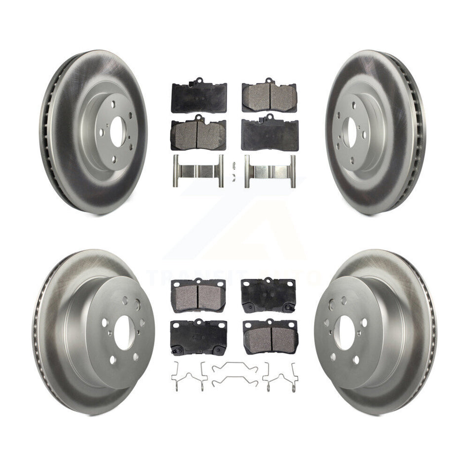 Front Rear Coated Disc Brake Rotors And Semi-Metallic Pads Kit (6Pc) For Lexus GS350 IS350 GS450h GS460 KGF-102218
