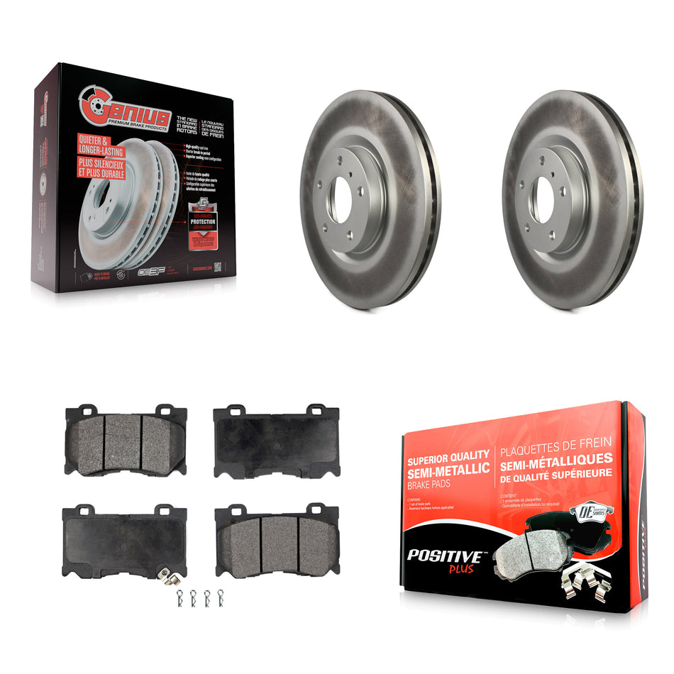 Front Coated Disc Brake Rotors And Semi-Metallic Pads Kit For 2017-2018 INFINITI Q70 Hybrid With Sport Package KGF-102226