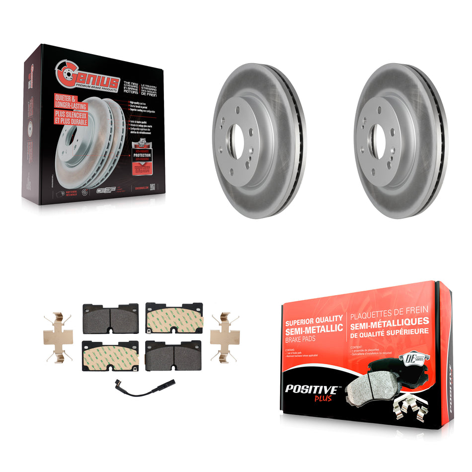 Front Coated Brake Rotor Semi-Metallic Pad Kit For GMC Chevrolet Silverado 1500 Sierra XL KGF-102231