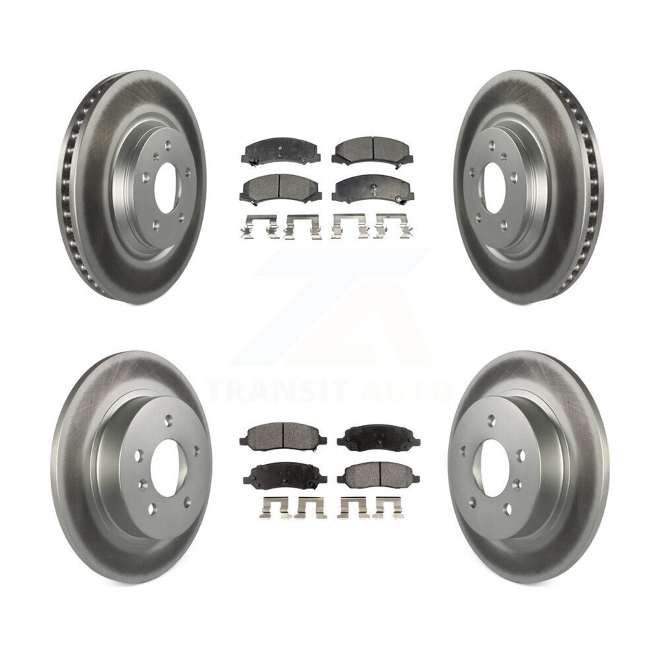 Front Rear Coated Disc Brake Rotors And Semi-Metallic Pads Kit For 2006-2011 Buick Lucerne Cadillac DTS KGF-102240