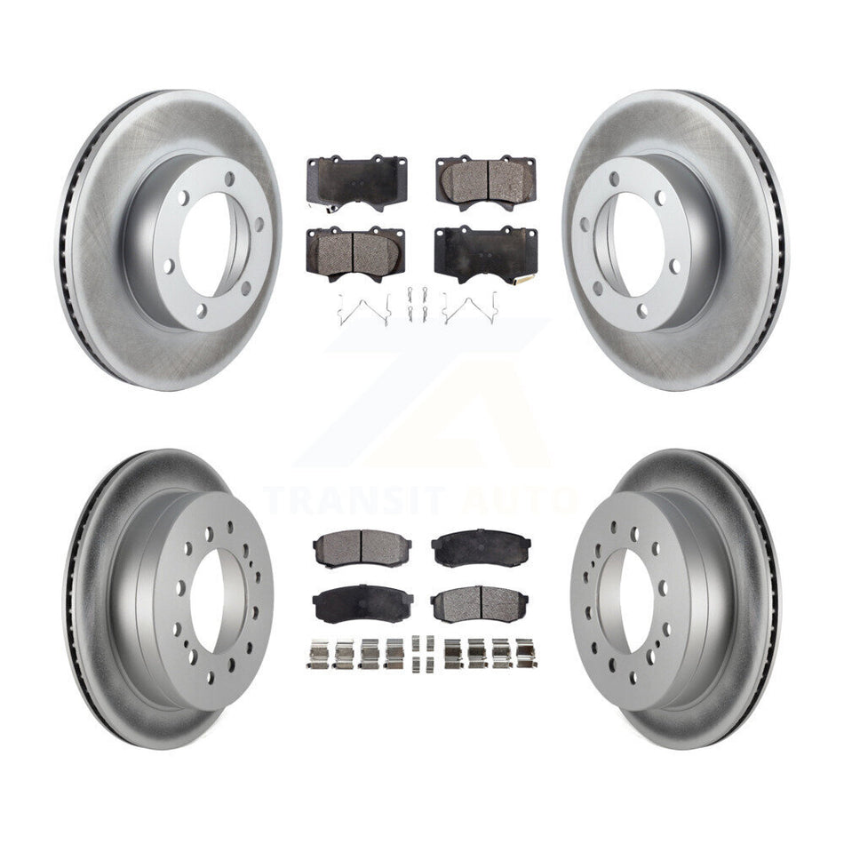 Front Rear Coated Disc Brake Rotors And Semi-Metallic Pads Kit For Toyota Sequoia KGF-102265