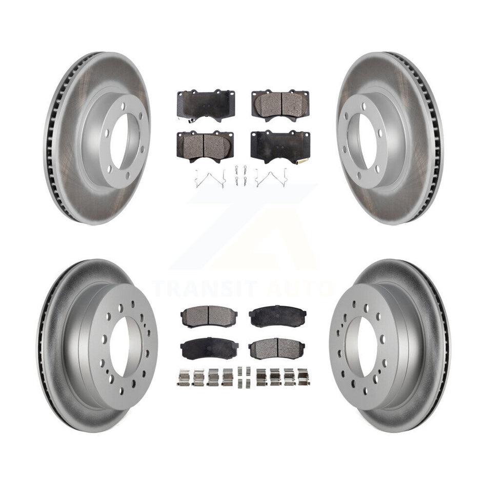 Front Rear Coated Disc Brake Rotors And Semi-Metallic Pads Kit For Toyota 4Runner Lexus GX470 KGF-102267