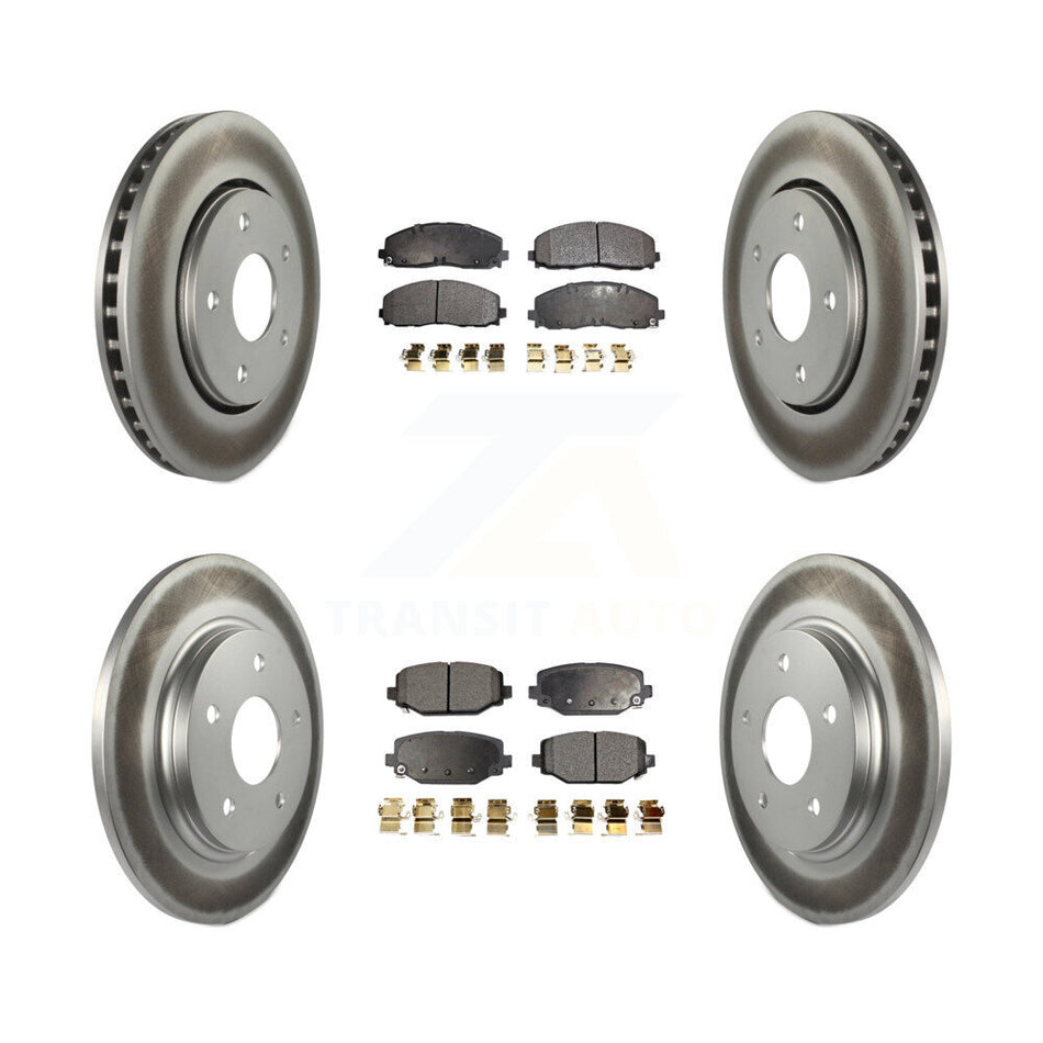 Front Rear Coated Disc Brake Rotors And Semi-Metallic Pads Kit For 2017-2018 Dodge Grand Caravan With Single Piston Caliper KGF-102284